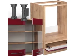 Vicco Fame-Line Eckküche Bordeaux Hochglanz/Goldkraft Eiche 160 x 60 cm ohne Arbeitsplatte ohne E-Geräte