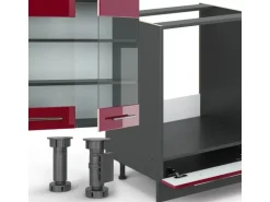 Vicco Fame-Line Eckküche Bordeaux Hochglanz/Anthrazit 347 x 257 cm AP Anthrazit ohne E-Geräte