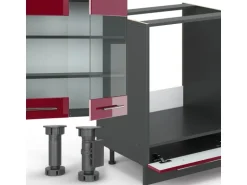 Vicco Fame-Line Eckküche Bordeaux Hochglanz/Anthrazit 347 x 257 cm ohne Arbeitsplatte ohne E-Geräte