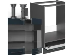 Vicco Fame-Line Eckküche Dunkelblau Hochglanz/Anthrazit 227 x 287 cm AP Marmor ohne E-Geräte