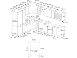 Vicco Fame-Line Eckküche Dunkelblau Hochglanz/Goldkraft Eiche 257 x 60 cm ohne Arbeitsplatte ohne E-Geräte