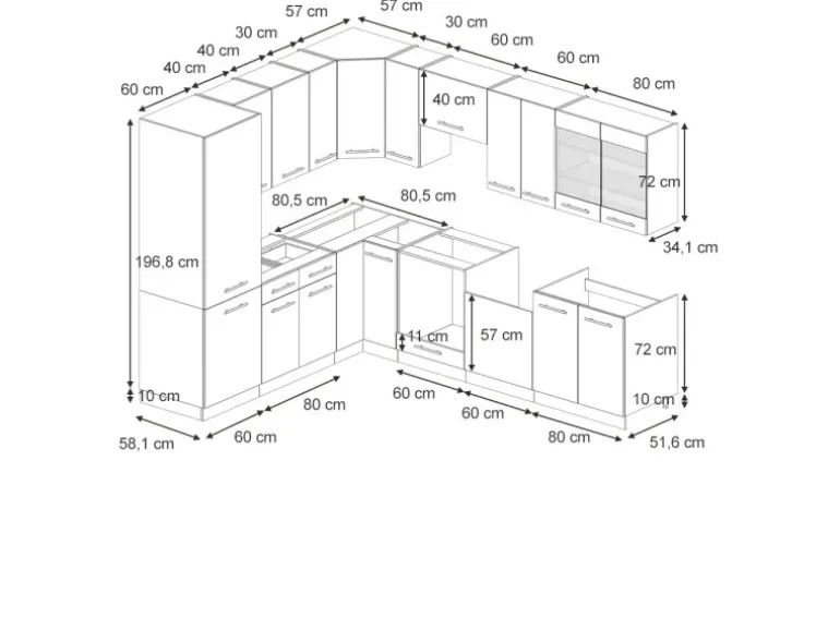 Vicco Fame-Line Eckküche Dunkelblau Hochglanz/Goldkraft Eiche 227 x 287 cm AP Anthrazit ohne E-Geräte