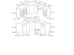 Vicco Fame-Line Eckküche Dunkelblau Hochglanz/Anthrazit 160 x 190 cm AP Marmor ohne E-Geräte