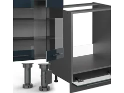 Vicco Fame-Line Eckküche Dunkelblau Hochglanz/Anthrazit 257 x 60 cm AP Anthrazit ohne E-Geräte