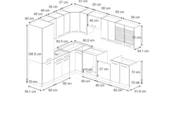 Vicco Fame-Line Eckküche Dunkelblau Hochglanz/Goldkraft Eiche 227 x 287 cm AP Marmor ohne E-Geräte