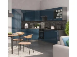 Vicco Fame-Line Eckküche Dunkelblau Hochglanz/Anthrazit 227 x 287 cm AP Anthrazit ohne E-Geräte