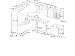 Vicco Fame-Line Eckküche Dunkelblau Hochglanz/Anthrazit 257 x 60 cm AP Marmor ohne E-Geräte