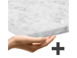 Vicco Fame-Line Eckküche Dunkelblau Hochglanz/Anthrazit 257 x 60 cm AP Marmor ohne E-Geräte