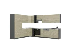 Vicco Fame-Line Eckküche Eiche Paneel/Anthrazit 347 x 257 cm AP Marmor ohne E-Geräte