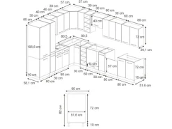 Vicco Fame-Line Eckküche Eiche Paneel/Anthrazit 347 x 257 cm AP Marmor ohne E-Geräte