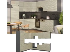 Vicco Fame-Line Eckküche Eiche Paneel/Anthrazit 227 x 287 cm AP Marmor ohne E-Geräte