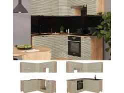 Vicco Fame-Line Eckküche Eiche Paneel/Goldkraft Eiche 160 x 190 cm AP Eiche ohne E-Geräte