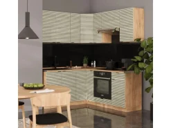 Vicco Fame-Line Eckküche Eiche Paneel/Goldkraft Eiche 160 x 190 cm AP Eiche ohne E-Geräte