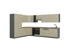 Vicco Fame-Line Eckküche Eiche Paneel/Anthrazit 347 x 257 cm AP Eiche ohne E-Geräte