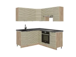 Vicco Fame-Line Eckküche Eiche Paneel/Goldkraft Eiche 160 x 190 cm AP Anthrazit ohne E-Geräte