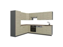 Vicco Fame-Line Eckküche Eiche Paneel/Anthrazit 227 x 287 cm AP Eiche ohne E-Geräte