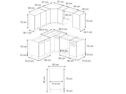 Vicco Fame-Line Eckküche Eiche Paneel/Anthrazit 160 x 190 cm AP Marmor ohne E-Geräte