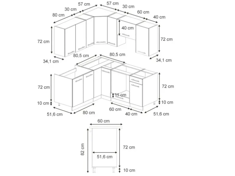 Vicco Fame-Line Eckküche Eiche Paneel/Anthrazit 160 x 190 cm AP Marmor ohne E-Geräte