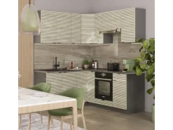 Vicco Fame-Line Eckküche Eiche Paneel/Anthrazit 160 x 190 cm AP Marmor ohne E-Geräte