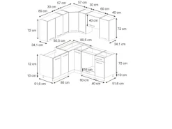 Vicco Fame-Line Eckküche Eiche Paneel/Goldkraft Eiche 160 x 60 cm ohne Arbeitsplatte ohne E-Geräte