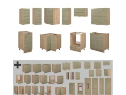 Vicco Fame-Line Eckküche Eiche Paneel/Goldkraft Eiche 160 x 60 cm ohne Arbeitsplatte ohne E-Geräte