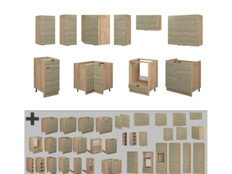 Vicco Fame-Line Eckküche Eiche Paneel/Goldkraft Eiche 160 x 60 cm ohne Arbeitsplatte ohne E-Geräte