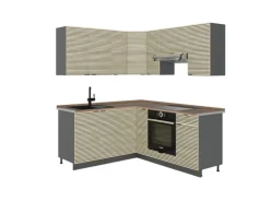 Vicco Fame-Line Eckküche Eiche Paneel/Anthrazit 160 x 190 cm AP Eiche ohne E-Geräte