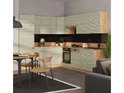 Vicco Fame-Line Eckküche Eiche Paneel/Goldkraft Eiche 227 x 60 cm ohne Arbeitsplatte ohne E-Geräte