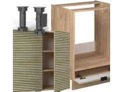 Vicco Fame-Line Eckküche Eiche Paneel/Goldkraft Eiche 227 x 60 cm ohne Arbeitsplatte ohne E-Geräte