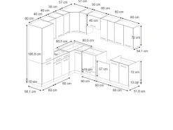 Vicco Fame-Line Eckküche Eiche Paneel/Anthrazit 227 x 58.1 cm ohne Arbeitsplatte ohne E-Geräte