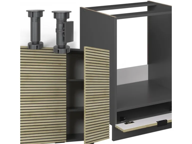 Vicco Fame-Line Eckküche Eiche Paneel/Anthrazit 227 x 58.1 cm ohne Arbeitsplatte ohne E-Geräte