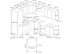 Vicco Fame-Line Eckküche Eiche Paneel/Goldkraft Eiche 227 x 287 cm AP Eiche ohne E-Geräte
