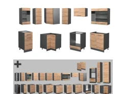 Vicco Fame-Line Eckküche Goldkraft Eiche/Anthrazit 160 x 60 cm ohne Arbeitsplatte ohne E-Geräte