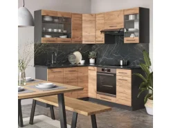 Vicco Fame-Line Eckküche Goldkraft Eiche/Anthrazit 160 x 190 cm AP Eiche ohne E-Geräte