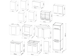 Vicco Fame-Line Eckküche Goldkraft Eiche/Anthrazit 227 x 287 cm AP Eiche ohne E-Geräte