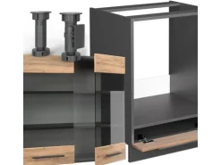 Vicco Fame-Line Eckküche Goldkraft Eiche/Anthrazit 227 x 287 cm AP Eiche ohne E-Geräte