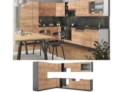 Vicco Fame-Line Eckküche Goldkraft Eiche/Anthrazit 347 x 257 cm AP Marmor ohne E-Geräte