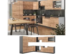 Vicco Fame-Line Eckküche Goldkraft Eiche/Anthrazit 347 x 257 cm AP Anthrazit ohne E-Geräte