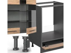 Vicco Fame-Line Eckküche Goldkraft Eiche/Anthrazit 347 x 257 cm AP Anthrazit ohne E-Geräte