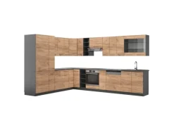 Vicco Fame-Line Eckküche Goldkraft Eiche/Anthrazit 347 x 257 cm ohne Arbeitsplatte ohne E-Geräte