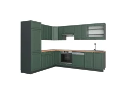 Vicco Fame-Line Eckküche Grün-Gold Landhaus/Anthrazit 227 x 287 cm AP Eiche ohne E-Geräte