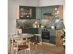 Vicco Fame-Line Eckküche Grün-Gold Landhaus/Goldkraft Eiche 160 x 60 cm ohne Arbeitsplatte ohne E-Geräte