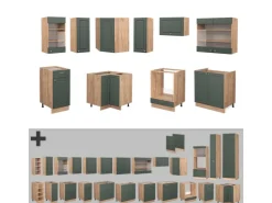 Vicco Fame-Line Eckküche Grün-Gold Landhaus/Goldkraft Eiche 160 x 60 cm ohne Arbeitsplatte ohne E-Geräte