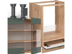 Vicco Fame-Line Eckküche Grün-Gold Landhaus/Goldkraft Eiche 227 x 60 cm ohne Arbeitsplatte ohne E-Geräte