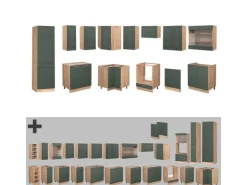 Vicco Fame-Line Eckküche Grün-Gold Landhaus/Goldkraft Eiche 227 x 60 cm ohne Arbeitsplatte ohne E-Geräte