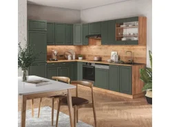 Vicco Fame-Line Eckküche Grün-Gold Landhaus/Goldkraft Eiche 227 x 287 cm AP Eiche ohne E-Geräte