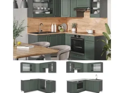 Vicco Fame-Line Eckküche Grün-Gold Landhaus/Anthrazit 160 x 60 cm ohne Arbeitsplatte ohne E-Geräte