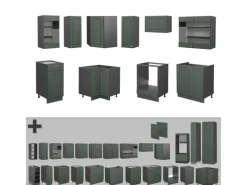 Vicco Fame-Line Eckküche Grün-Gold Landhaus/Anthrazit 160 x 60 cm ohne Arbeitsplatte ohne E-Geräte