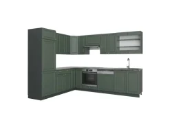 Vicco Fame-Line Eckküche Grün-Gold Landhaus/Anthrazit 227 x 60 cm ohne Arbeitsplatte ohne E-Geräte