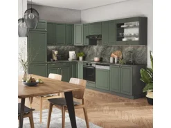 Vicco Fame-Line Eckküche Grün-Gold Landhaus/Anthrazit 227 x 60 cm ohne Arbeitsplatte ohne E-Geräte